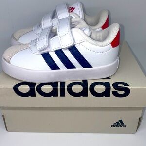 Adidas Kids’ VL Court 3.0 CF Sneakers Size 6K White/Navy/Red